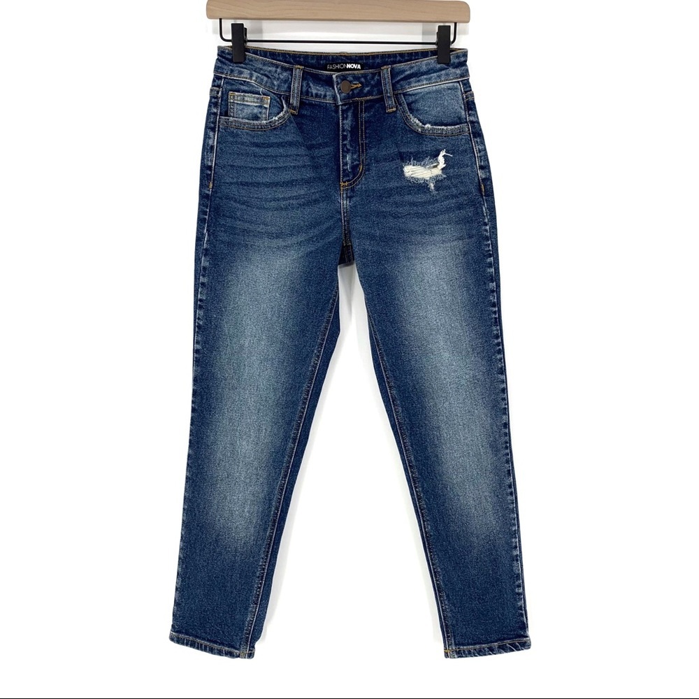 Fashion Nova Distressed‎ Mid-Rise Skinny Jeans